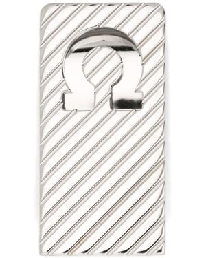 Ferragamo Gancini-Logo Striped Tie Clip - White
