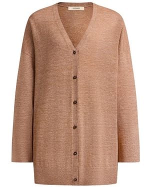 12 STOREEZ V-Neck Buttoned Cardigan - Brown
