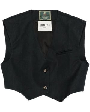 BATAKOVIC Belgrade Button Linen Gilet - Black