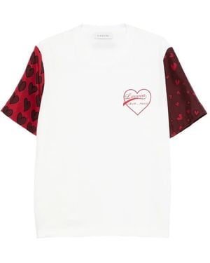 Lanvin T-Shirt mit Herz-Print - Rot