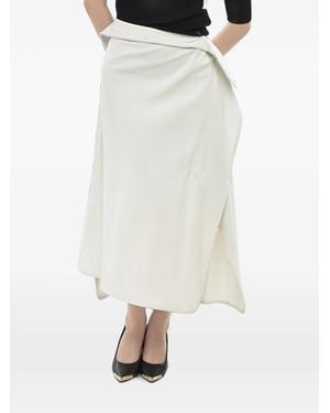 Yohji Yamamoto Midi Asymmetric Jersey Skirt - White