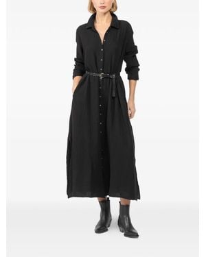 Xirena Buttoned-Down Midi Shirt Dress - Black