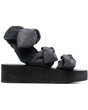 Red(V) Bow-Detail Padded-Strap Sandals - Black