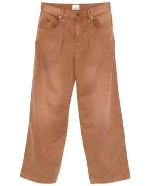 Isabel Marant Pleat Cotton Straight-Leg Jeans - Brown
