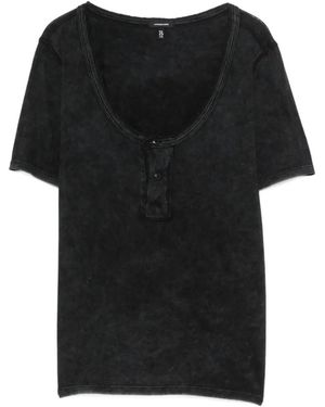 R13 Buttoned Short-Sleeve T-Shirt - Black