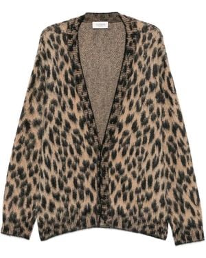 Laneus Leopard-Print Knit Cardigan - Brown
