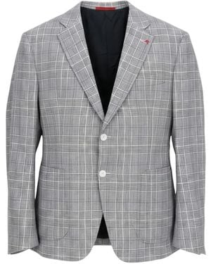 Isaia Prince Of Wales Check Blazer - Grey