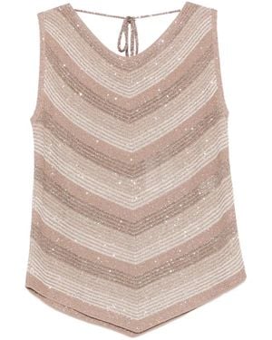 D.exterior Sleeveless Striped Top - White