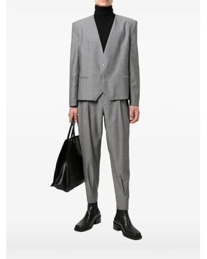 Tessitura Minimal Lapelless Blazer - Grey