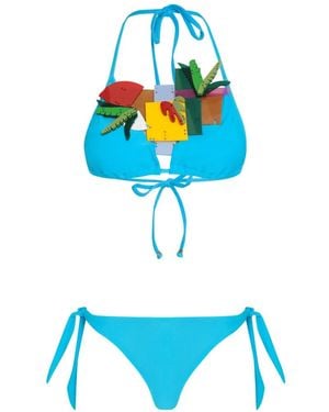 Amir Slama Bikini Con Applicazioni - Blu