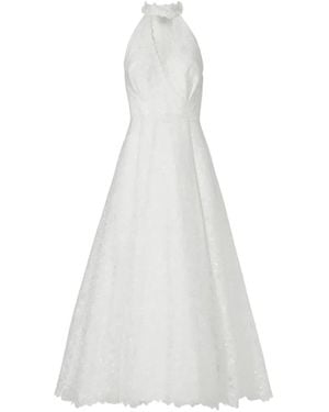 Costarellos Lavinia Midikleid Aus Organza Mit Stickerei - Weiß