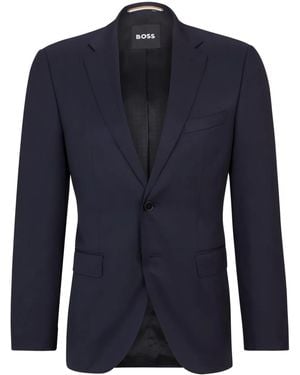BOSS Single-Breasted Fitted Blazer - Blue