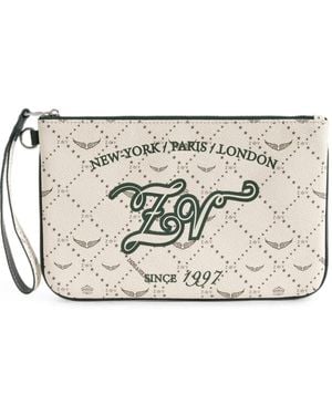 Zadig & Voltaire Logo-Print Wristlet Pouch - Grey