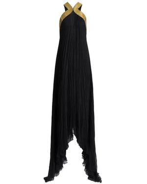 Alberta Ferretti Pleated Open-Back Maxi Dress - Black
