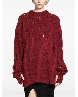 Halo Pull En Maille Torsadé - Rouge