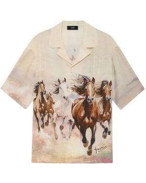 Amiri Horse-Print Shirt - Natural