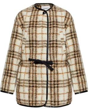 Isabel Marant Checked Tie Coat - White