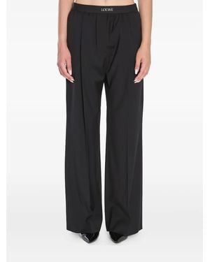 Loewe Elasticated-Waistband Pleated Trousers - Black