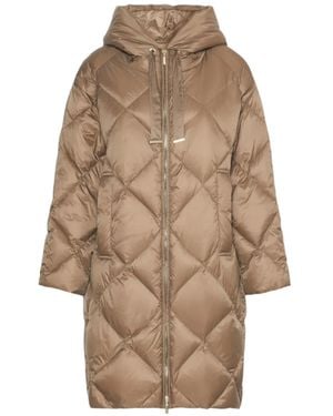 Max Mara Diamond-Quilted Hooded Coat - Natural