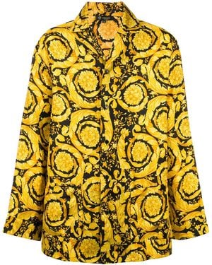 Versace Camisa de pijama con estampado barroco - Amarillo