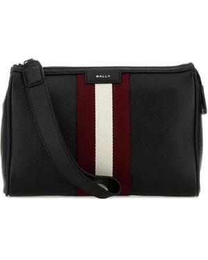 Bally Leren Toilettas Met Gestreept Detail - Zwart