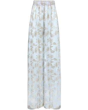 Nina Ricci Floral-Jacquard Palazzo Trousers - Blue