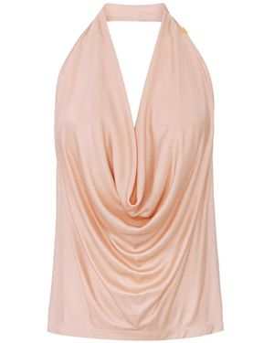 Elisabetta Franchi Halter-Neck Drape Top - Pink