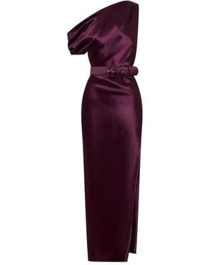 Nicholas Eartha One-Shoulder Belted Maxi Dress - Purple