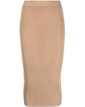 P.A.R.O.S.H. Ribbed-Knit Midi Skirt - Natural