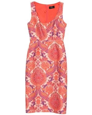Etro Robe Sans Manches À Fleurs En Brocart - Red