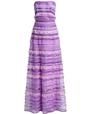 Elie Saab Bead-Embroidered Strapless Maxi Dress - Purple
