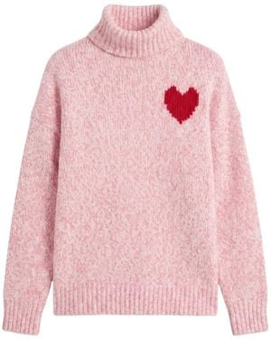 Chinti & Parker Heart-Motif Roll-Neck Sweater - Pink
