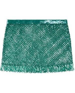 Alanui Nothing But Light Fringed Mini Skirt - Green