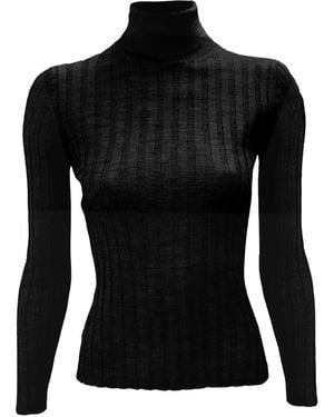 LA ROSE Turtleneck Ribbed Jumper - Black