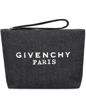 Givenchy ロゴ デニムクラッチバッグ - ブラック
