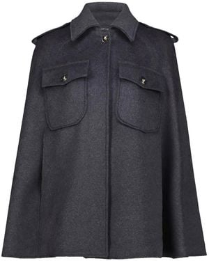 DR. HOPE Button-Up Wool Cape - Blue