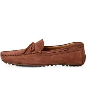 Hackett Lace-Up Suede Driver Shoes - Brown