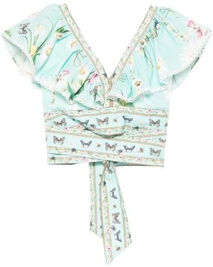 Paperlace Ruffled Floral Top - Blue