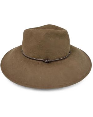 Peserico Leather-Trimmed Felt Fedora - Brown