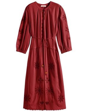 Chinti & Parker Broderie Midi Dress - Red