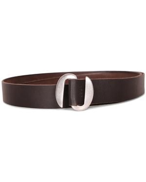 Orciani Broken O Hunting Double Oval-Buckle Suede Belt - White