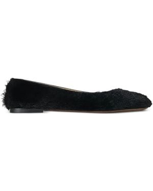 The Row Fur Ballet Flats - Black