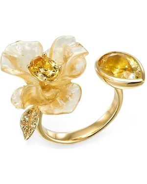 Anabela Chan Anello Petunia Con Zaffiro Giallo - Metallizzato