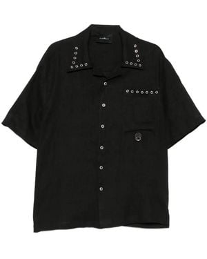 John Richmond Eyelet-Embellished Short-Sleeve Shirt - Black