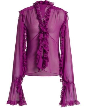 Alberta Ferretti Silk Crêponne Blouse - Purple