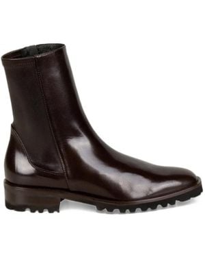 Lorenzo Masiero Leather Lug-Sole Ankle Boots - Brown