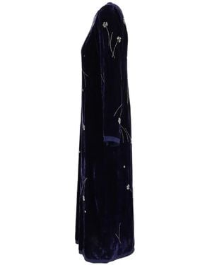forte_forte Fleurs D'Orient Velvet Midi Dress - Blue