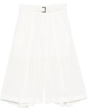 Sacai Short À Taille Ceinturée - White