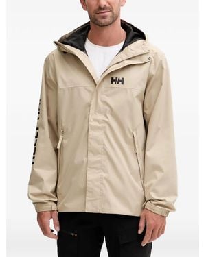 Helly Hansen Ervik Logo-Print Hooded Jacket - Natural
