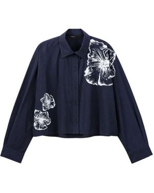Maje Floral-Print Button Shirt - Blue